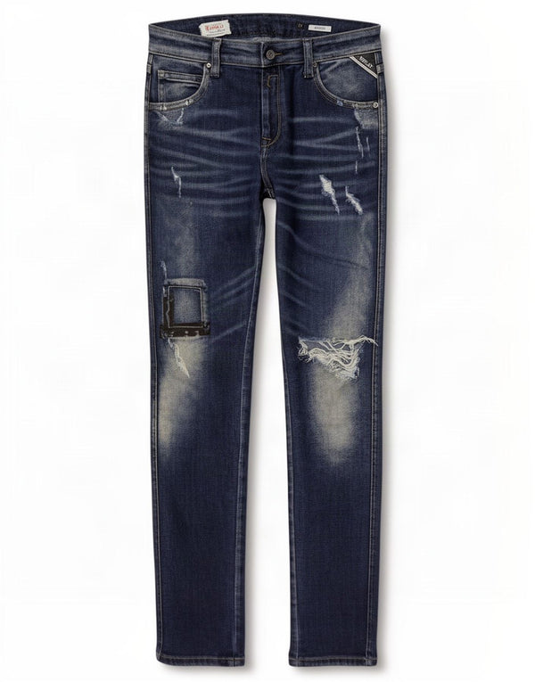 Replay Dame Katewin Distressed Skinny Jeans W25 L28 Blå Bomuld