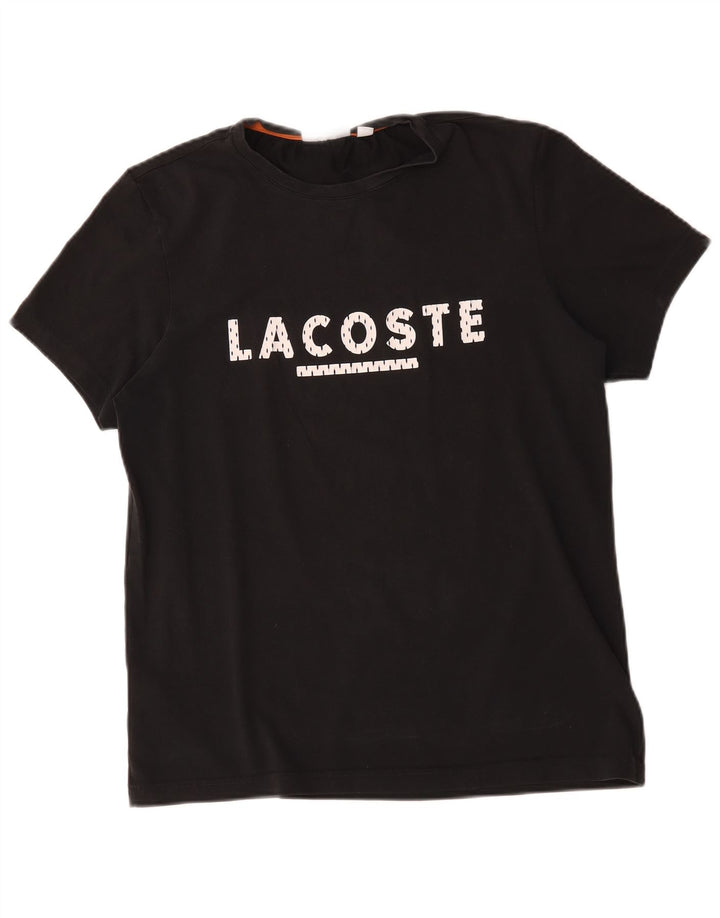 Lacoste Mens Graphic T-Shirt Top Size 3 Small Black Cotton