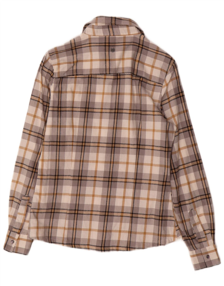 CARRERA Womens Flannel Shirt UK 10 Small Grey Check Cotton