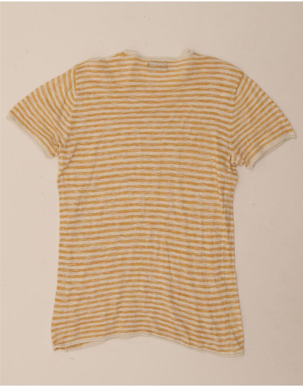 Zara Mens T-Shirt Top Small Yellow Striped