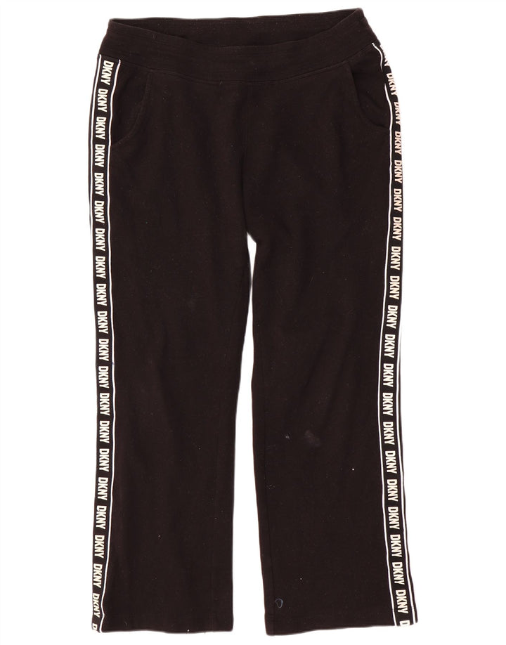Dkny Womens Graphic Tracksuit Trousers UK 14 Medium Black Cotton