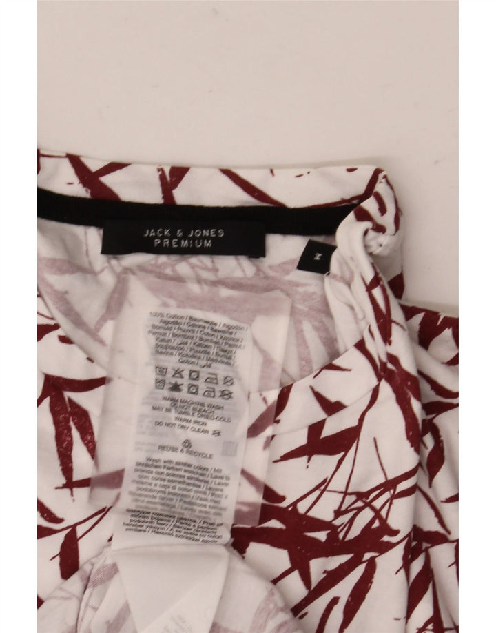 Jack & Jones Mens T-Shirt Top Medium White Floral Cotton