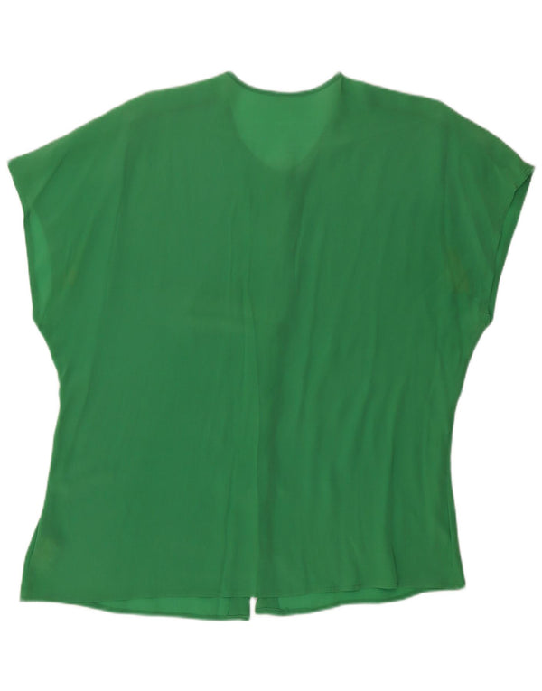Vintage Damen Durchsichtige, locker sitzende Hemdbluse UK 14 Mittelgrün