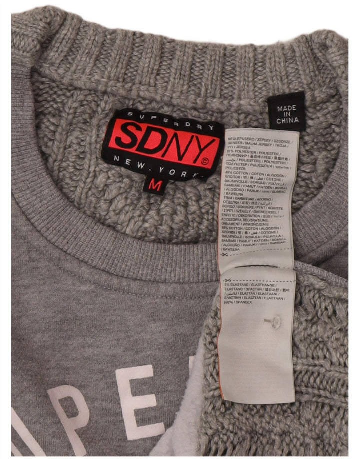 SUPERDRY Womens Oversized Graphic Sweatshirt Jumper UK 14 Medium Grey