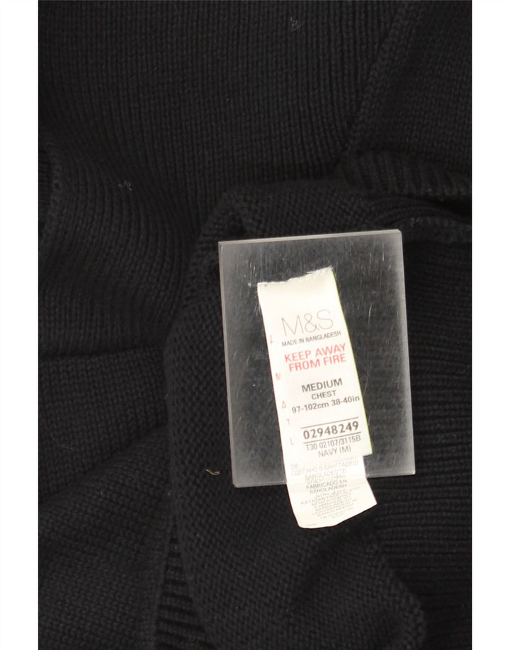 Maglione da uomo Marks & Spencer con collo a scialle in cotone nero medio