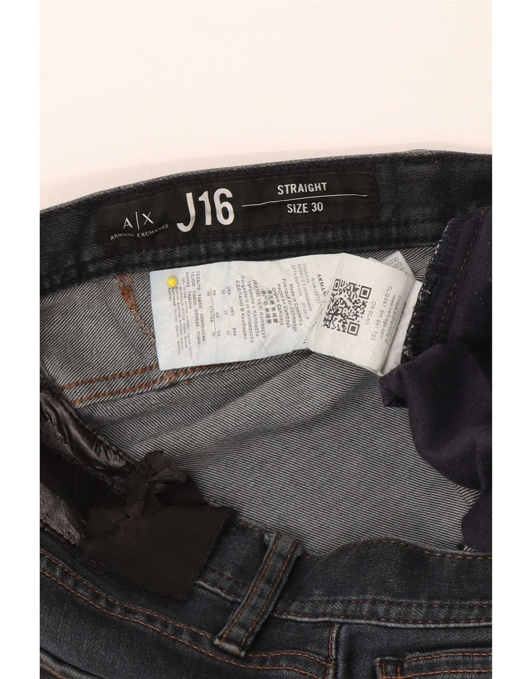 Armani Exchange Mens Straight Jeans W30 L32 Navy Blue Cotton