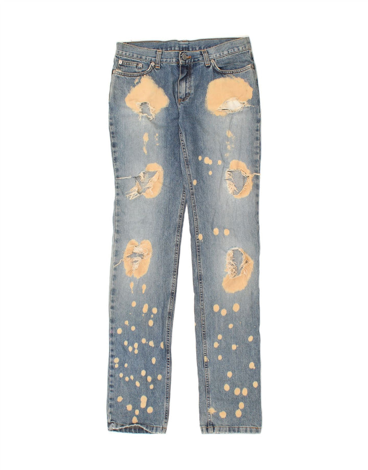 RICHMOND Womens Distressed Slim Jeans W32 L34 Blue Spotted Vintage Richmond and Second-Hand Richmond from Messina Hembry 