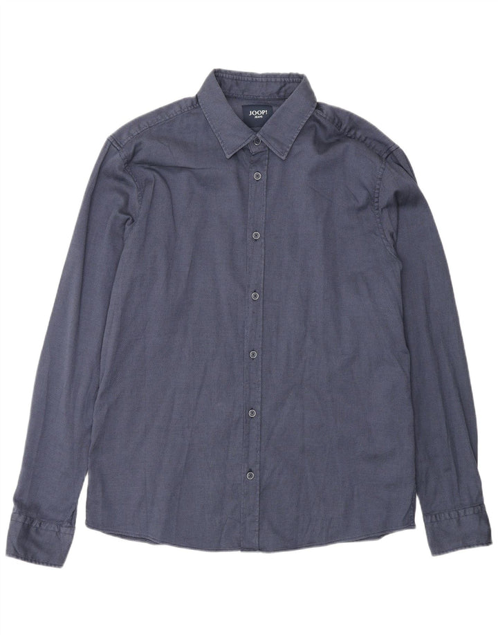Joop Mens Shirt Large Navy Blue Cotton