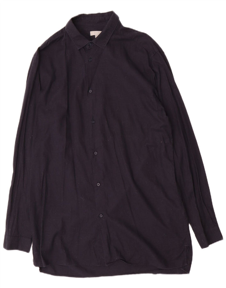 Cos Mens Shirt Medium Navy Blue Cotton