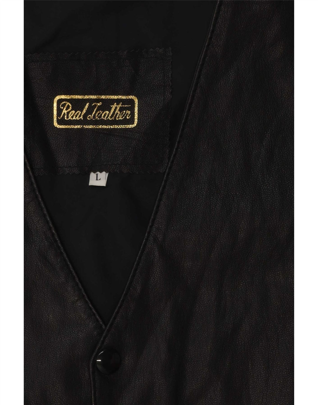 Vintage Mens Leather Waistcoat Large Black