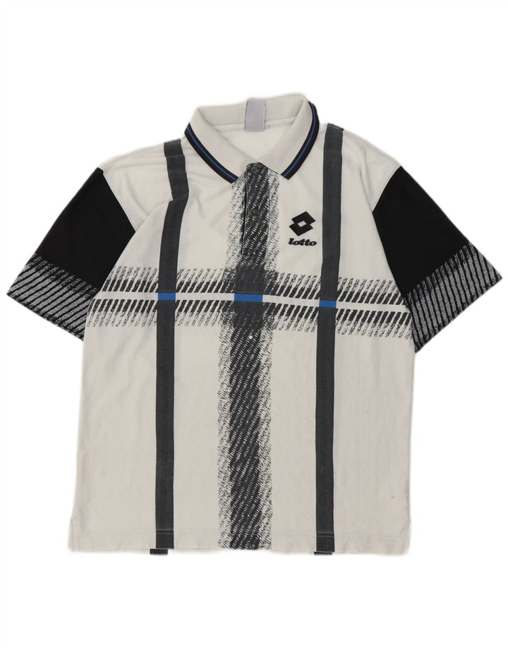 Lotto Herren-Poloshirt, mittelweißes Farbblock-Polyester