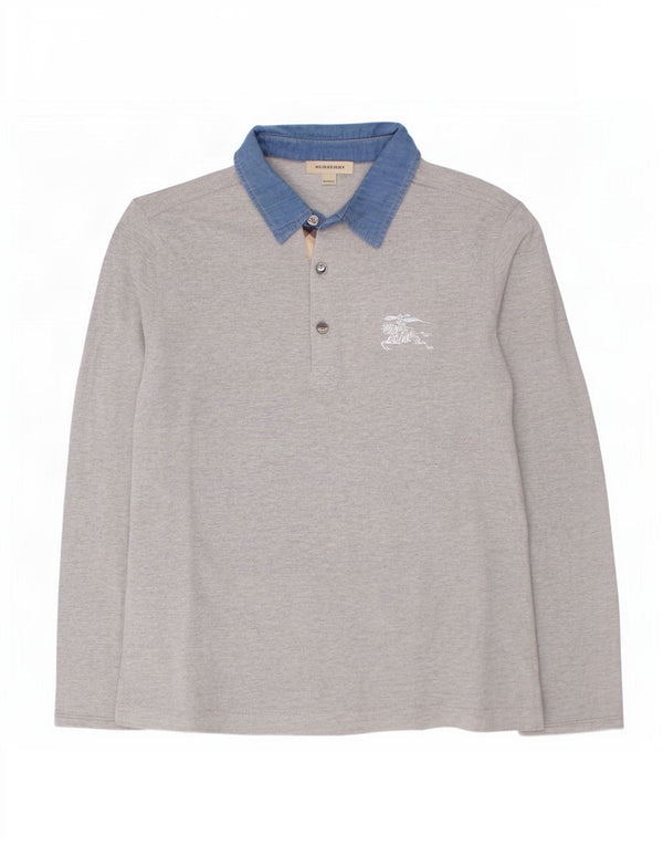 Polo Rugby Manica Lunga Bambino Burberry 13-14 Anni Cotone Grigio