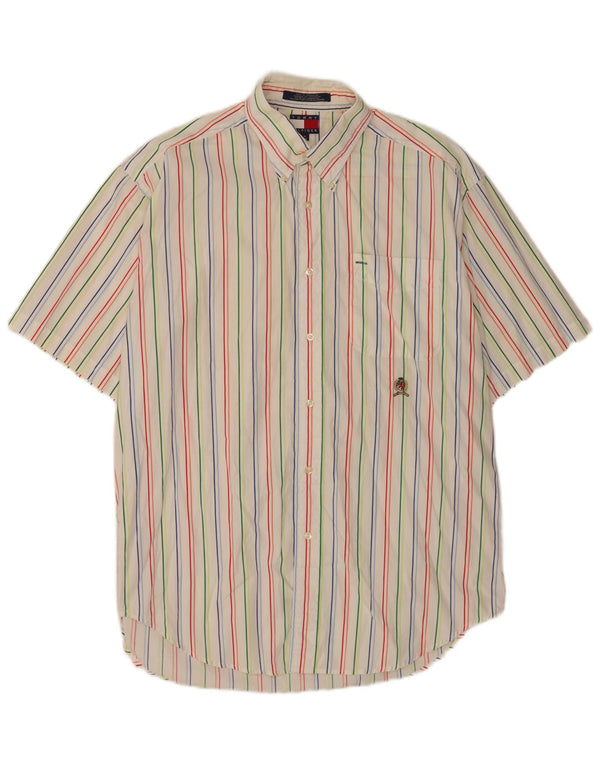 Tommy Hilfiger Herre kortærmet Regular Fit skjorte Medium hvid stribet
