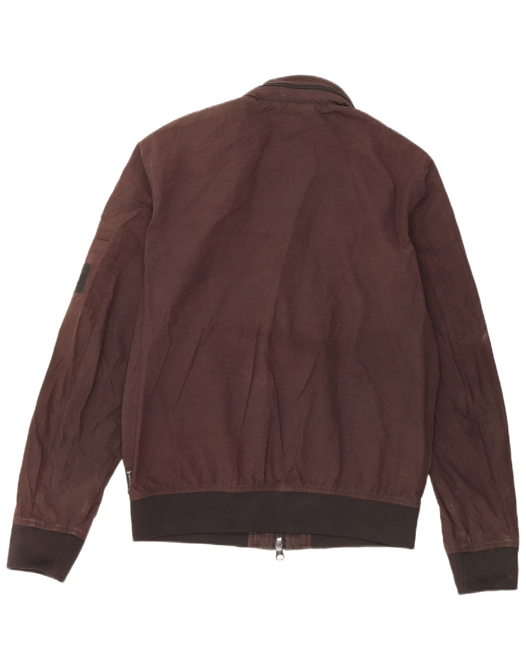 Armani Jeans Mens Hooded Bomber Jacket EU 48 Small Brown Polyester