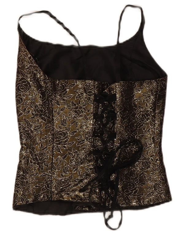 Top espartilho feminino vintage EUA 2 XS cáqui floral