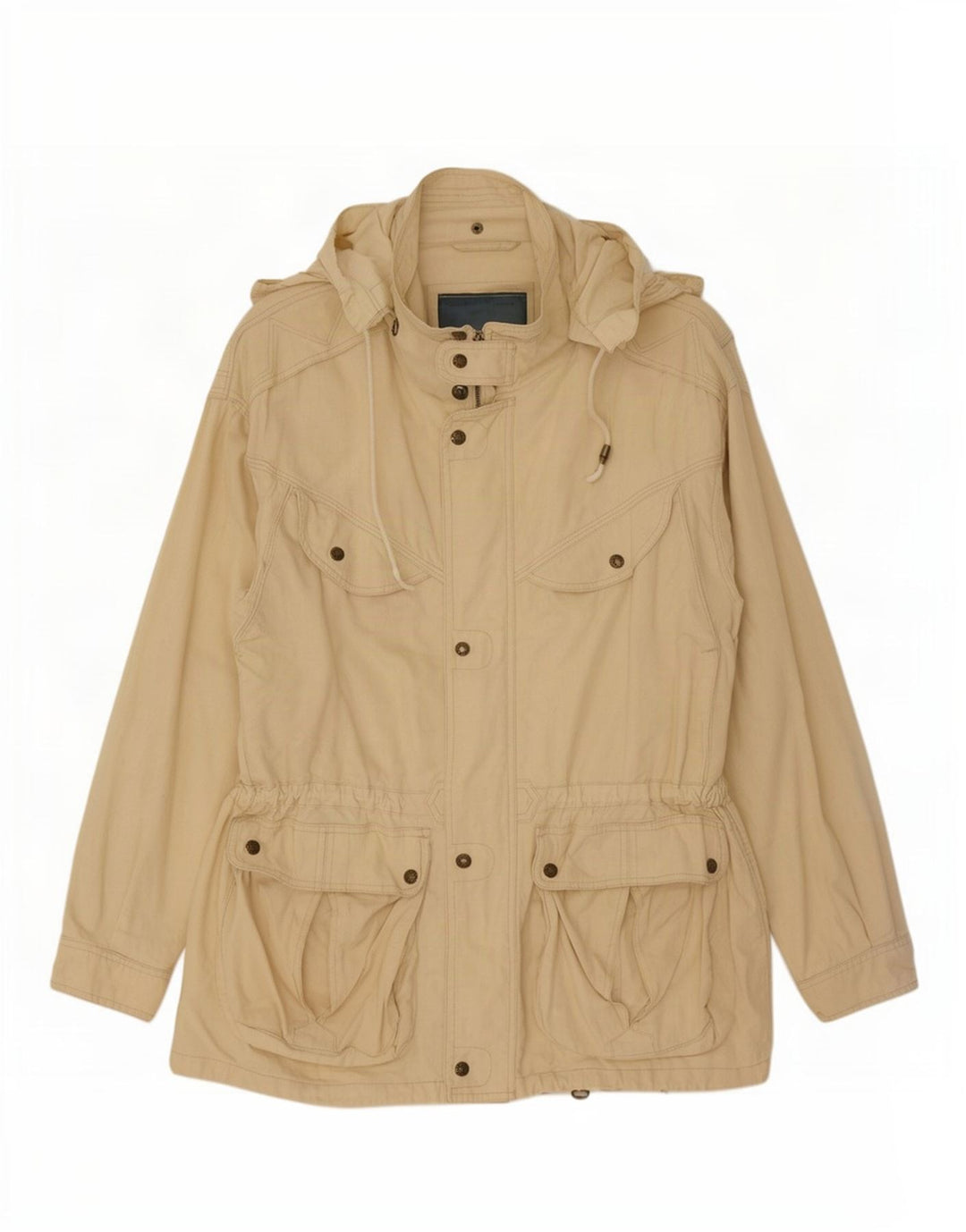 Leader Mens Hooded Utility Jacket UK 40 Large Beige Cotton
