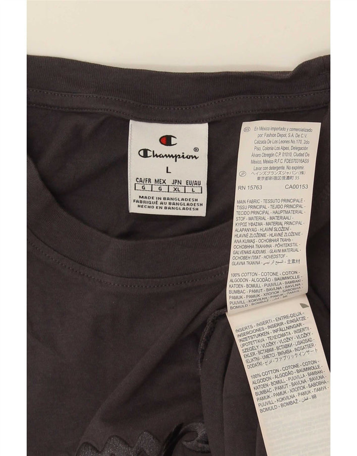 Champion Mens Graphic T-Shirt Top Large Grey Cotton