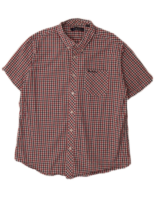 Ben Sherman Herre Kortærmet Regular Fit skjorte XL Rød Plaid Bomuld