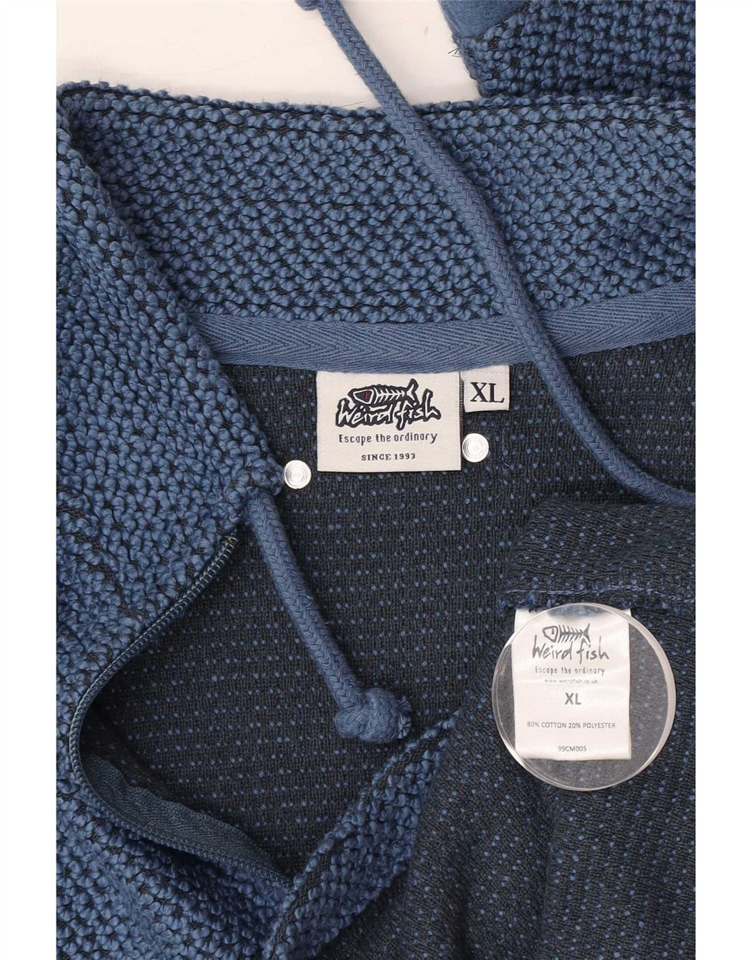 Weird Fish Mens Zip Neck Sweatshirt Jumper XL Blue Cotton