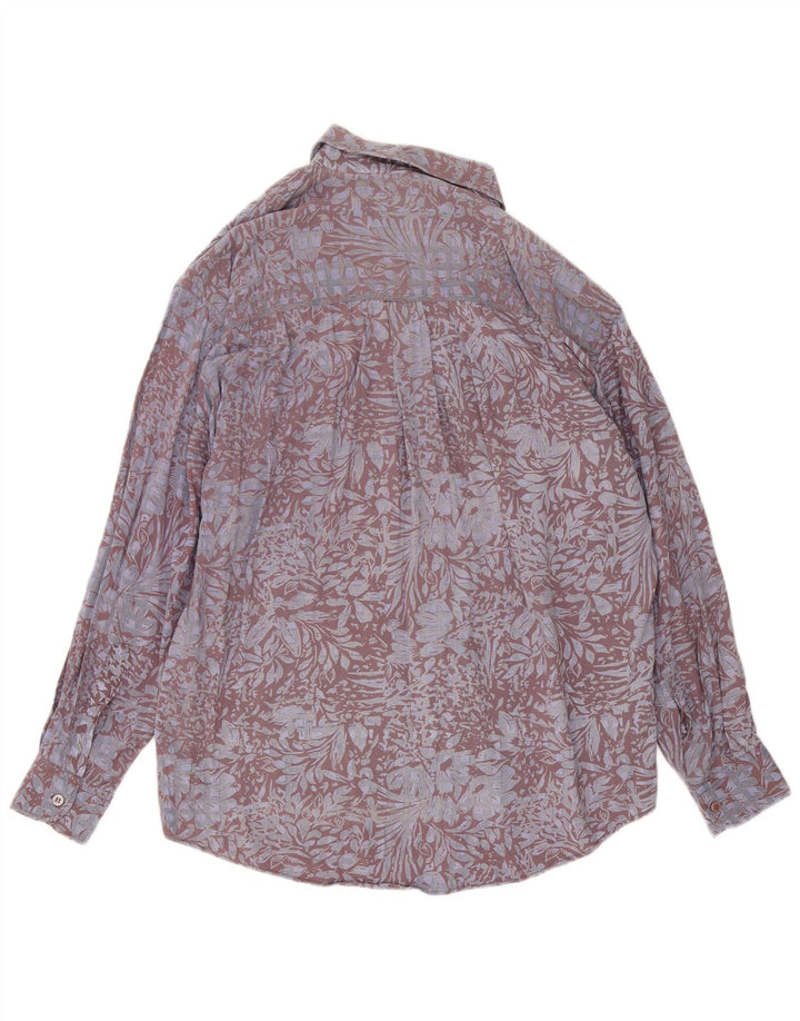 Orso Poeta Mens Shirt Large Grey Floral Viscose