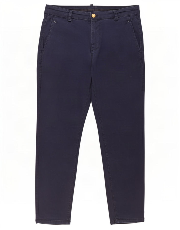 Zara Mens Slim Cropped Trousers EU 40 Medium W31 L26 Navy Blue