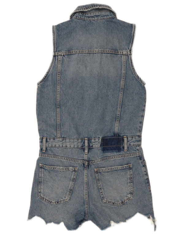 Zara női ujjatlan farmer playsuit UK 10 kis kék pamut