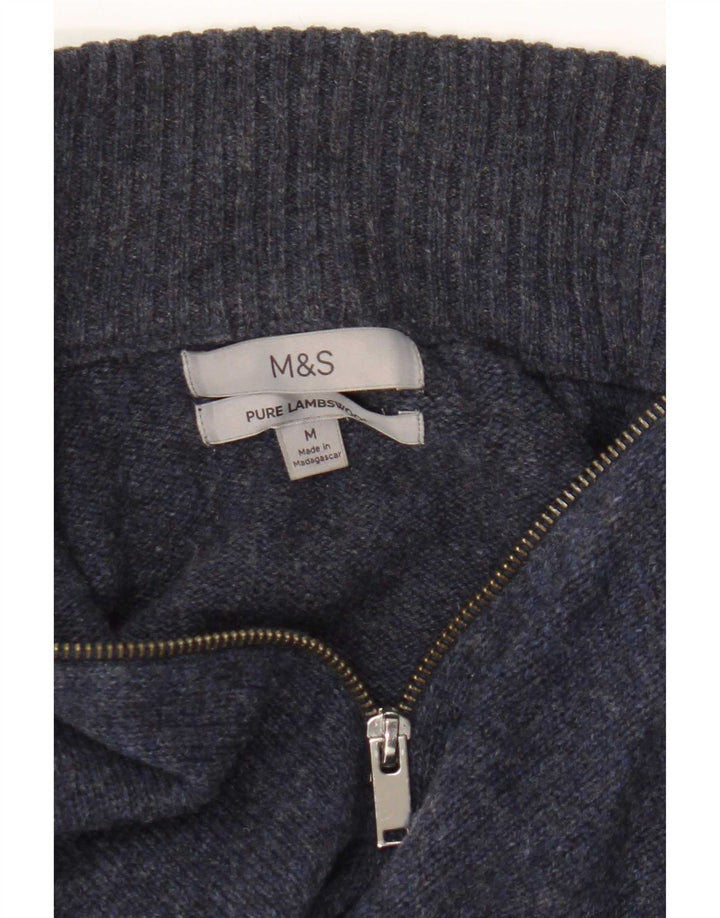 Marks & Spencer Pull col zippé homme bleu marine moyen laine d'agneau