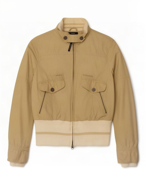 Woolrich Womens Bomber Jacket UK 10 Small Beige Colourblock Cotton