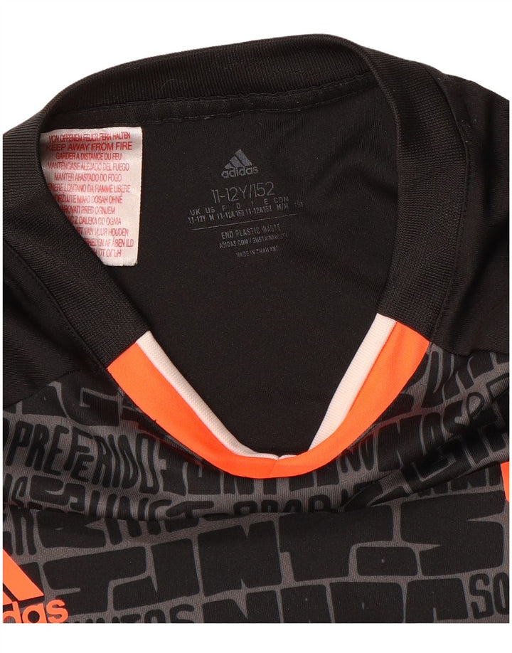 ADIDAS drenge MESSI abstrakt mønster grafisk t-shirt top 11-12 år sort