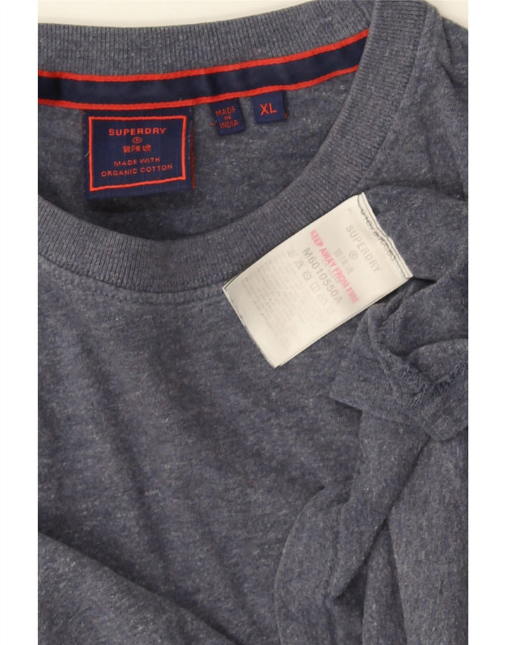 SUPERDRY Mens Top Long Sleeve XL Blue Flecked Cotton