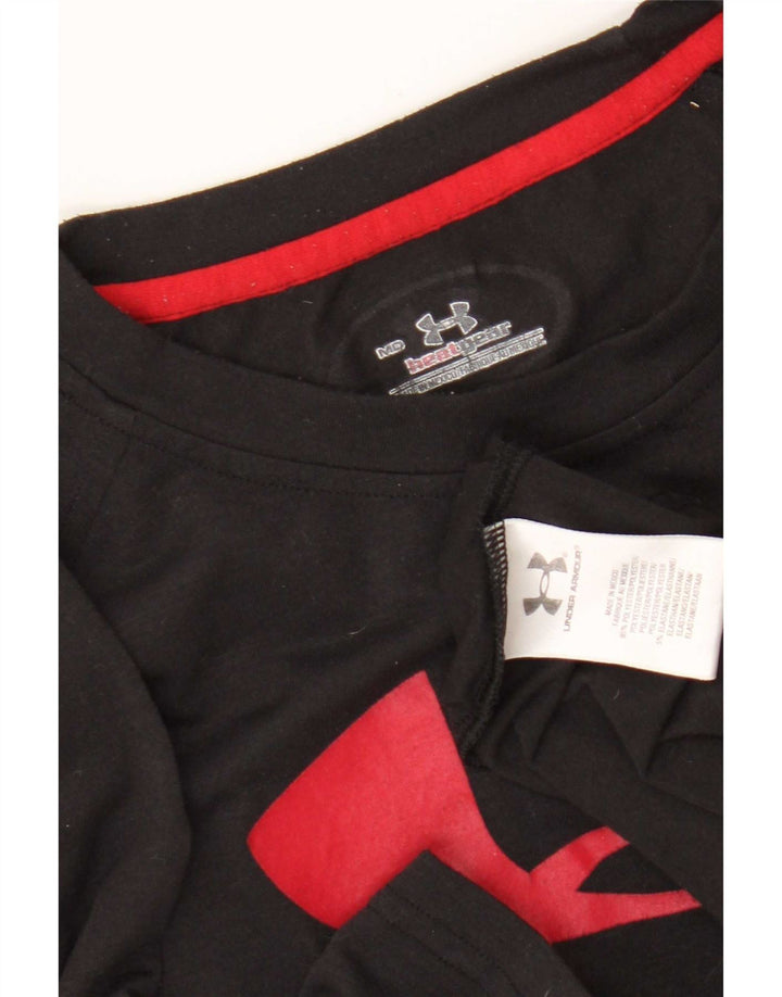 Under Armour Camiseta con gráfico Heat Gear para hombre, parte superior mediana de poliéster negro