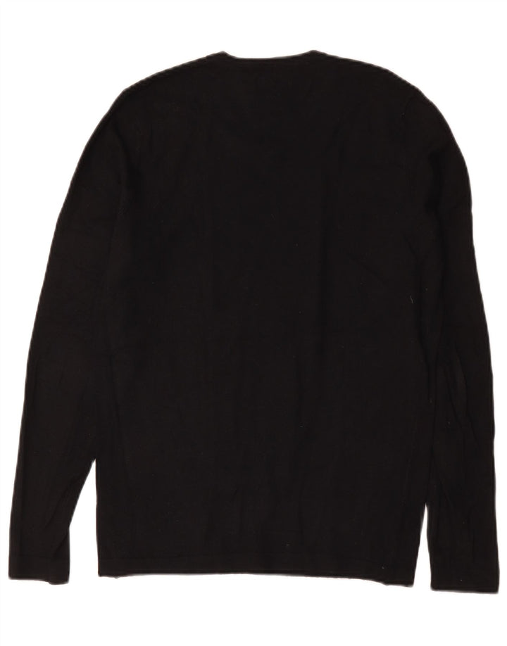 Zara Mens V-Neck Jumper Sweater Small Black