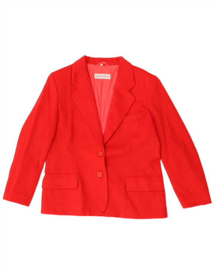 Alba Fornari Veste Blazer 2 Boutons Femme IT 46 Grande Laine Rouge