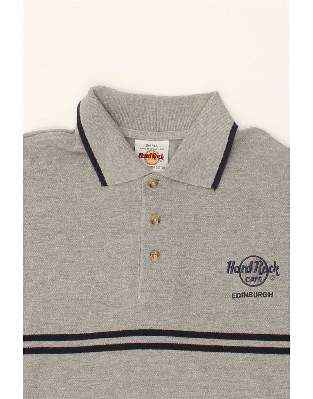 HARD ROCK CAFE Mens Edinburgh Polo Shirt Small Grey Cotton Vintage Hard Rock Cafe and Second-Hand Hard Rock Cafe from Messina Hembry 