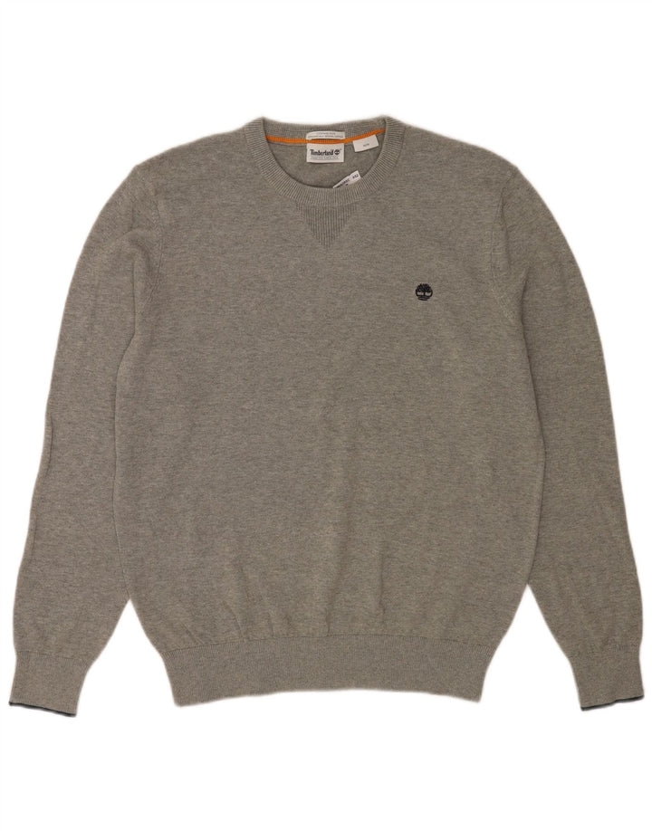 Timberland Mens Crew Neck Jumper Sweater Medium Grey Flecked Cotton