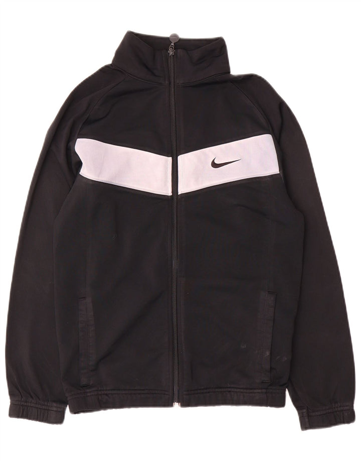 Nike Boys Tracksuit Top Jacket 12-13 Years Large Black Colourblock