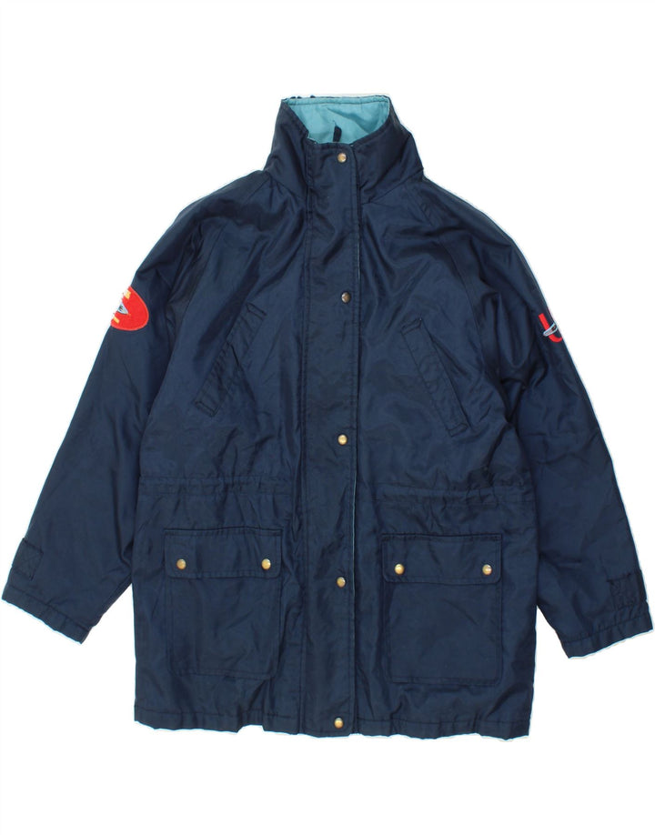 UNLIMITED Womens Windbreaker Jacket UK 12/14 Medium Navy Blue Nylon Vintage Unlimited and Second-Hand Unlimited from Messina Hembry 