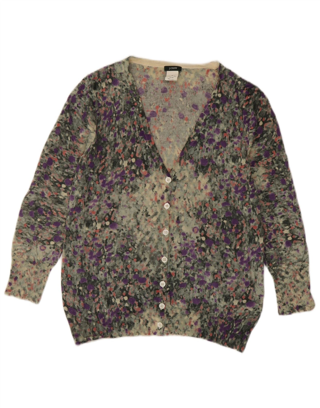 J. CREW Womens Cardigan Sweater UK 12 Medium Multicoloured Spotted