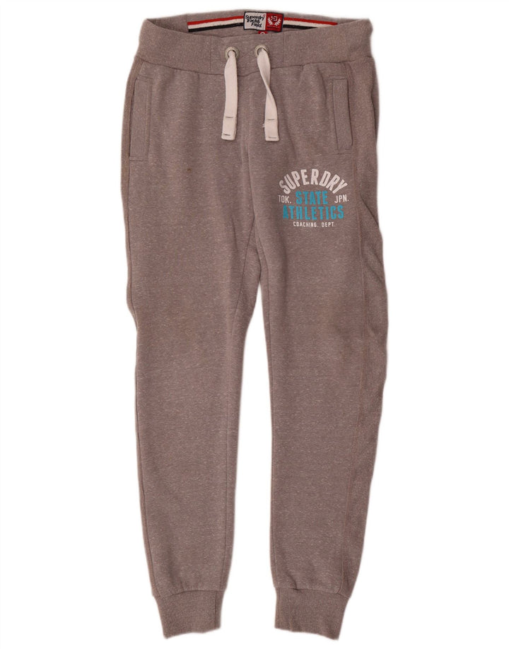 SUPERDRY Herren-Trainingsanzughose mit grafischem Muster, Größe S, grau, Polyester