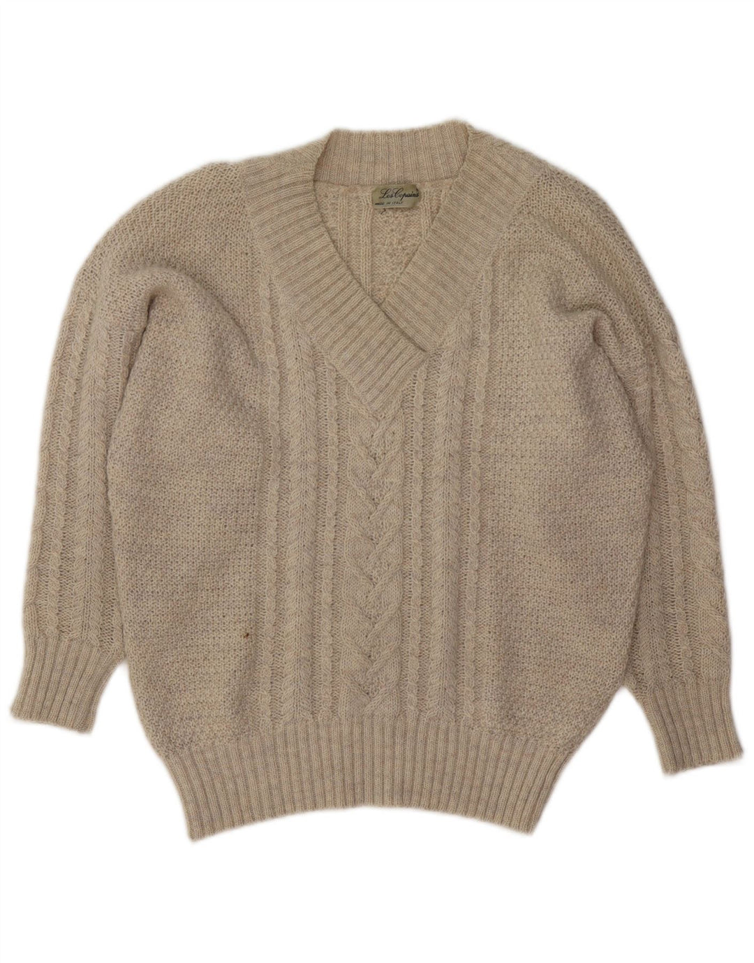 LES COPAINS Womens V-Neck Jumper Sweater UK 16 Large Grey