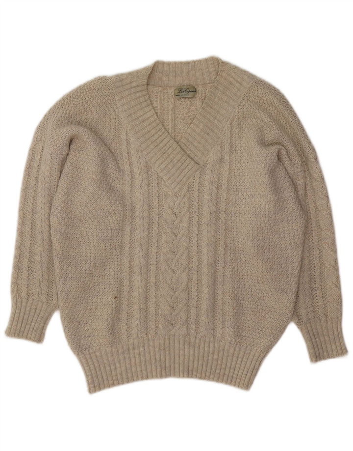 LES COPAINS Womens V-Neck Jumper Sweater UK 16 Large Grey