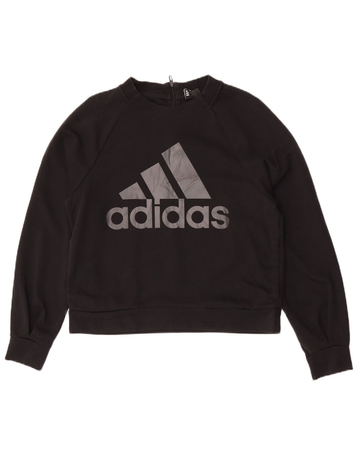 Adidas Womens Graphic Oversized Sweatshirt Jumper UK 10 Small Black