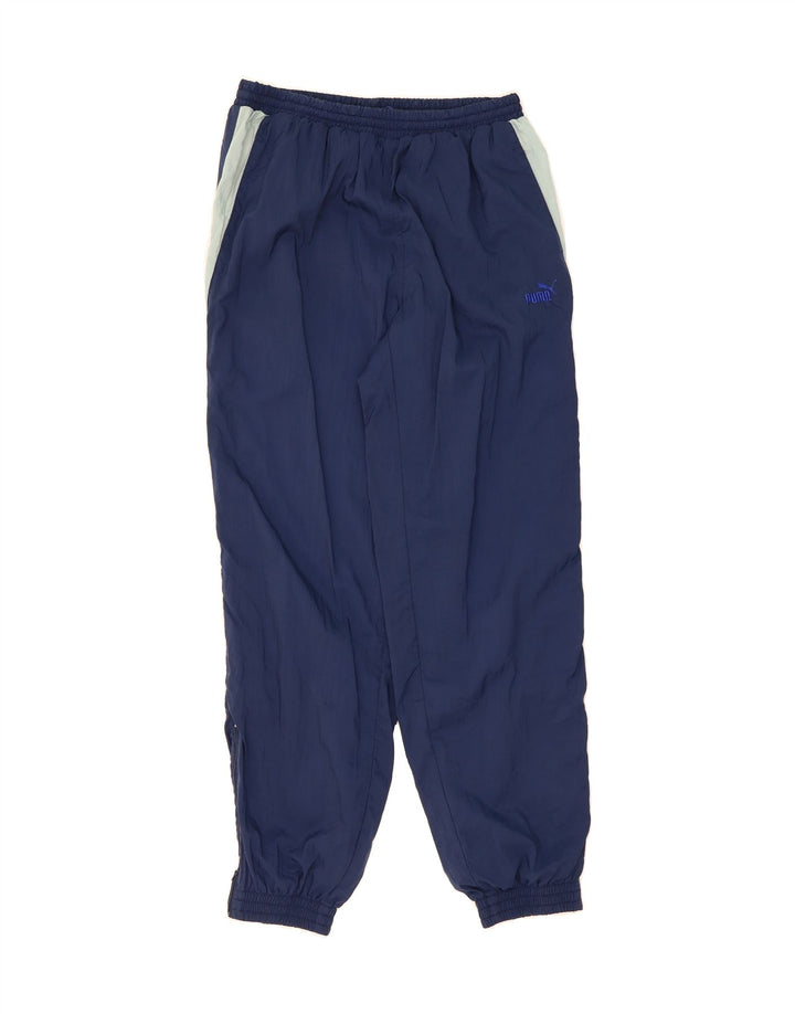 PUMA Mens Tracksuit Trousers Joggers Large Navy Blue Colourblock Polyamide Vintage Puma and Second-Hand Puma from Messina Hembry 