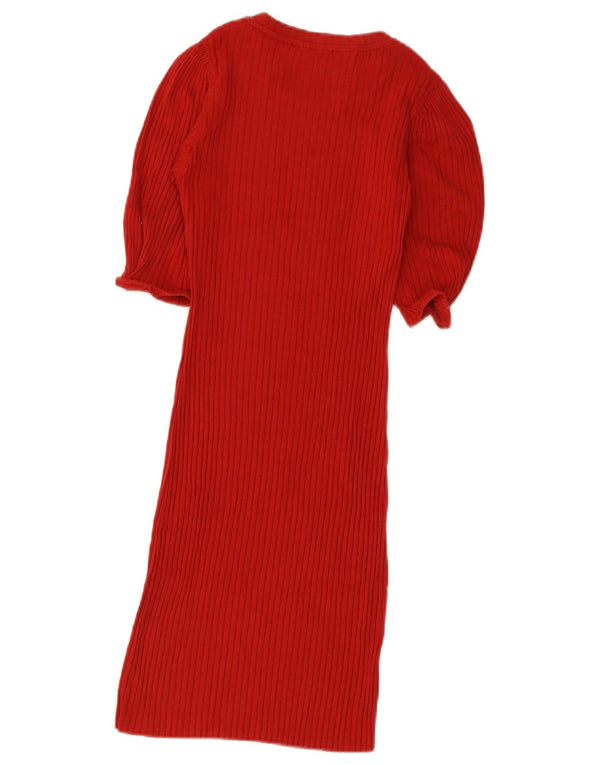Zara Damen Pulloverkleid mit kurzen Ärmeln, Gr. 8, Rot