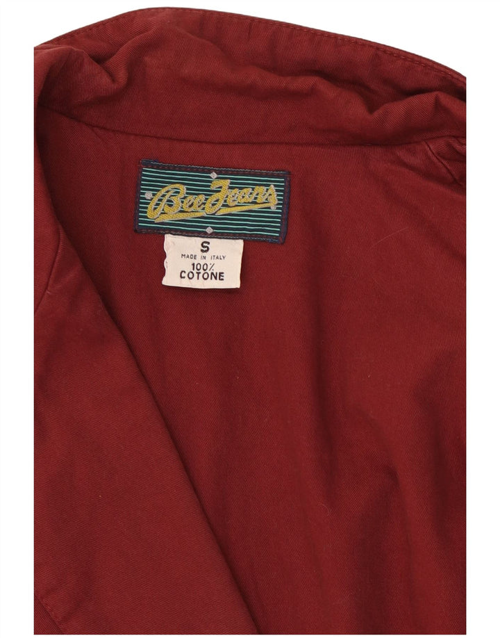 Vintage Womens 1 Button Oversized Blazer Jacket UK 10 Small Burgundy Cotton