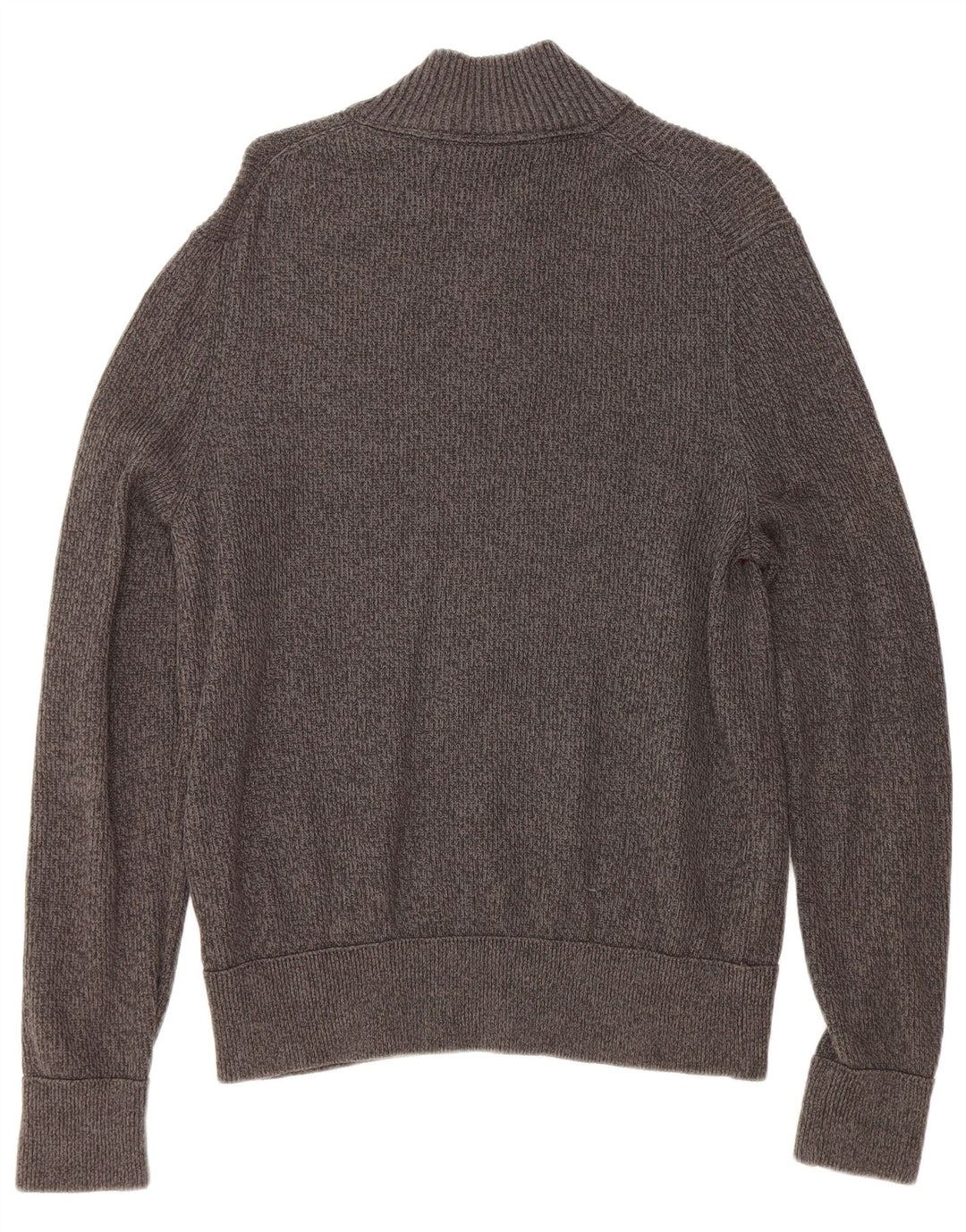 EDDIE BAUER Mens Zip Neck Jumper Sweater Large Grey Striped Cotton