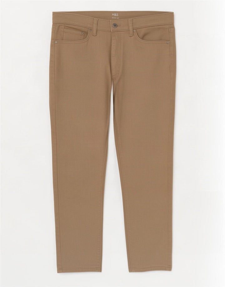 Marks & Spencer Dame Slim Jeans W34 L29 Beige Bomuld