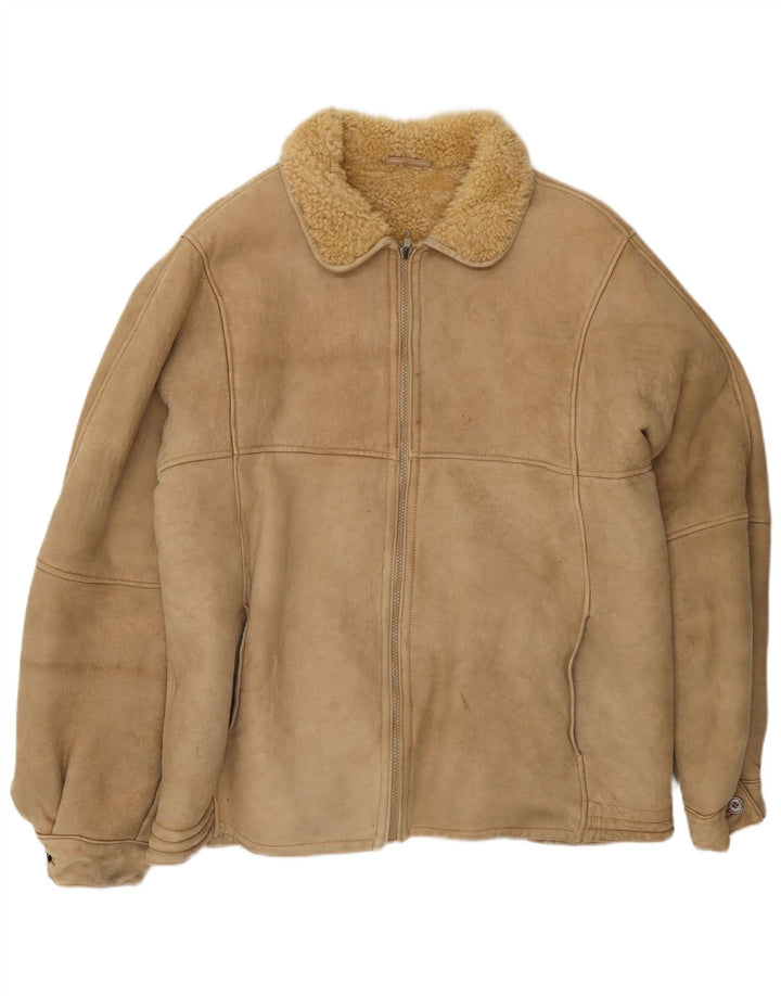 Jachetă vintage pentru bărbați din shearling UK 38 maro mediu