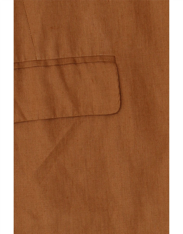 Max Mara Womens 1 Button Blazer Jacket UK 14 Large  Brown Linen