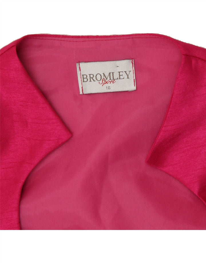 BROMLEY  Womens Crop 3 Button Short Sleeve Blazer Jacket UK 16 Large Pink Vintage Bromley and Second-Hand Bromley from Messina Hembry 